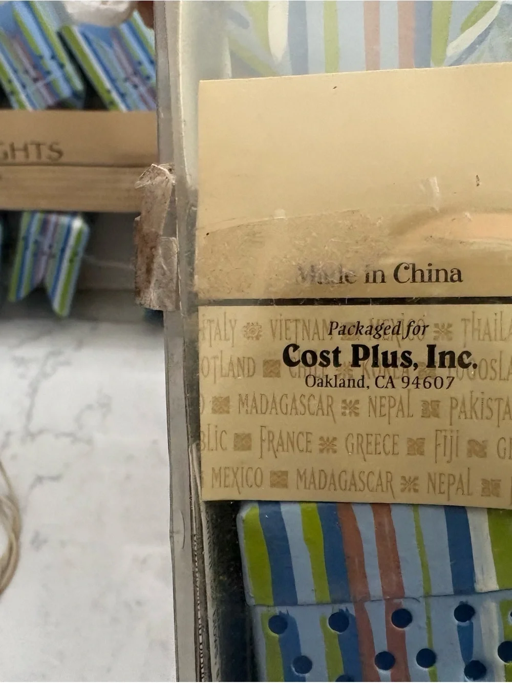 3 new sets Cost Plus World Market Cabana String Lights – Cool Stripes Blue/Green